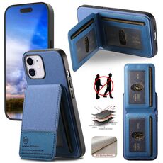 Per iPhone 12 Twill Tessuto Pelle Verticale Flip RFID Card Bag Custodia per Telefono (Blu)