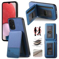 Per Samsung Galaxy S21 Ultra 5G Twill Tessuto Pelle Verticale Flip RFID Card Bag Custodia per Telefono (Blu)