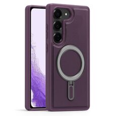Per Samsung Galaxy S22 5G Silver Shield MagSafe Holder Custodia antiurto per telefono (viola)