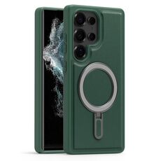 Per Samsung Galaxy S22 Ultra 5G Silver Shield MagSafe Holder Custodia antiurto per telefono (verde)