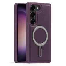 Per Samsung Galaxy S23 5G Silver Shield MagSafe Holder Custodia antiurto per telefono (viola)