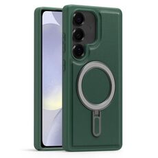 Per Samsung Galaxy S24 5G Silver Shield MagSafe Holder Custodia antiurto per telefono (verde)