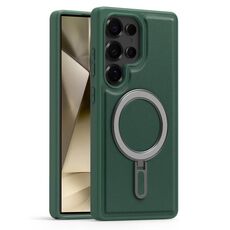 Per Samsung Galaxy S24 Ultra 5G Silver Shield MagSafe Holder Custodia antiurto per telefono (verde)