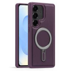 Per Samsung Galaxy S25 5G Silver Shield MagSafe Holder Custodia antiurto per telefono (viola)