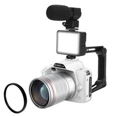 D5 HD WiFi Fotocamera digitale 64MP Doppia fotocamera Visione notturna Fotografia Video DV Standard+Microfono+Luce+Obiettivo+Supporto