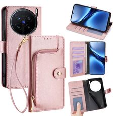 Per vivo X200 Pro 5G Custodia in pelle con cerniera (oro rosa)