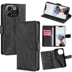 Per Tecno Pova 6 Neo 5G Custodia in pelle con chiusura magnetica in coccodrillo (nero)