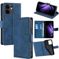Per OPPO Reno13 F 5G / 4G Custodia in pelle con chiusura magnetica effetto coccodrillo (blu)