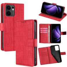 Per OPPO Reno13 F 5G / 4G Custodia in pelle con chiusura magnetica in coccodrillo (rosso)