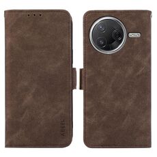 Per Xiaomi Poco F7 Pro / F7 Ultra Global ABEEL Custodia per telefono in pelle RFID magnetica satinata (marrone)
