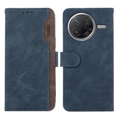 Per Xiaomi Poco F7 Pro / F7 Ultra Global ABEEL Custodia per telefono in pelle magnetica RFID Color Block (blu-marrone)