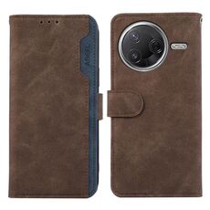 Per Xiaomi Poco F7 Pro / F7 Ultra Global ABEEL Custodia per telefono in pelle magnetica RFID Color Block (marrone-blu)
