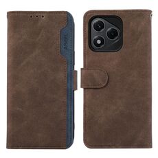 Per Honor 400 Lite ABEEL Custodia per telefono in pelle magnetica RFID Color Block (marrone-blu)