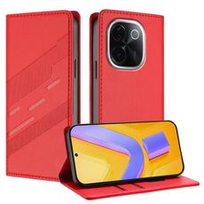 Per vivo iQOO Z9s Pro 5G India Custodia per telefono in pelle retrò con portafoglio multifunzionale in rilievo (rosso)