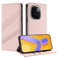 Per vivo iQOO Z9s Pro 5G India Custodia per telefono in pelle retrò con portafoglio multifunzionale in rilievo (rosa)