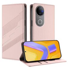 Per vivo V50 5G Global Embossed Multi-funzionale Portafoglio Retro Custodia in Pelle per Telefono (Rosa)
