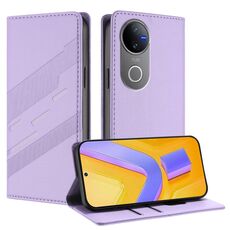 Per vivo V50 5G Global Embossed Multi-funzionale Portafoglio Retro Custodia in Pelle per Telefono (Viola Chiaro)