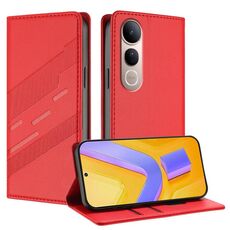 Per vivo V50 Lite 5G Custodia per telefono in pelle retrò con portafoglio multifunzionale in rilievo (rosso)