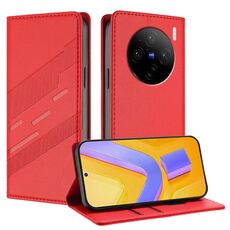 Per vivo X100s 5G Global Embossed Multi-funzionale Portafoglio Retro Custodia per telefono in pelle (rosso)