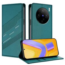 Per vivo X100s 5G Global Embossed Multi-funzionale Portafoglio Retro Custodia per telefono in pelle (verde scuro)