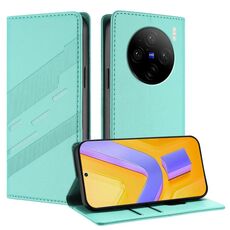 Per vivo X100s 5G Global Embossed Multi-funzionale Portafoglio Retro Custodia per telefono in pelle (verde menta)
