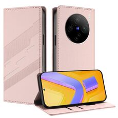 Per vivo X100s 5G Global Embossed Multi-funzionale Portafoglio Retro Custodia in Pelle per Telefono (Rosa)