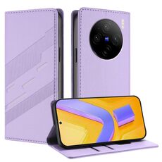 Per vivo X100s 5G Global Embossed Multi-funzionale Portafoglio Retro Custodia per telefono in pelle (Viola chiaro)