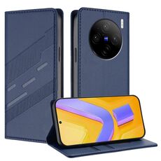 Per vivo X100s 5G Global Embossed Multi-funzionale Portafoglio Retro Custodia per telefono in pelle (blu scuro)