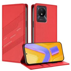 Per vivo Y02A 4G / Y02 4G / Y11 2023 Custodia per telefono in pelle retrò con portafoglio multifunzionale in rilievo (rosso)