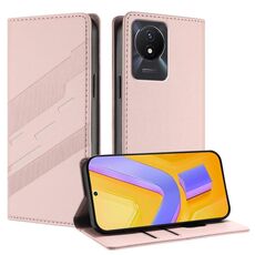 Per vivo Y02A 4G / Y02 4G / Y11 2023 Custodia per telefono in pelle retrò con portafoglio multifunzionale in rilievo (rosa)