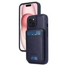 Per iPhone 15 BETOPNICE Custodia per telefono con portafoglio MagSafe staccabile verticale a ribalta (blu)