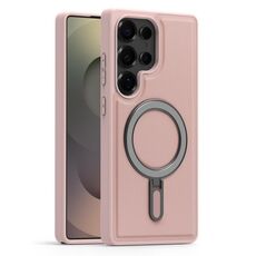 Per Samsung Galaxy S25 Ultra 5G Silver Shield MagSafe Holder Custodia antiurto per telefono (rosa)