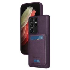 Per Samsung Galaxy S21 Ultra 5G BETOPNICE Custodia per telefono con portafoglio MagSafe staccabile verticale a ribalta (viola)