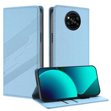 Per Xiaomi Poco X3 Pro / Poco X3 Custodia per telefono in pelle retrò con portafoglio multifunzionale in rilievo (azzurro chiaro)