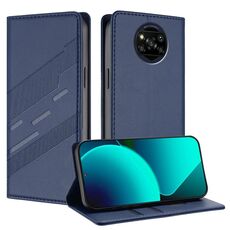 Per Xiaomi Poco X3 Pro / Poco X3 Custodia per telefono in pelle retrò con portafoglio multifunzionale in rilievo (blu scuro)