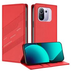 Per Xiaomi Mi 11 Pro Custodia per telefono in pelle retrò con portafoglio multifunzionale in rilievo (rosso)