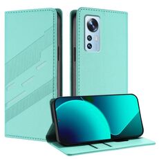 Per Xiaomi 12 5G / 12X 5G / 12S 5G Custodia per telefono in pelle retrò con portafoglio multifunzionale in rilievo (verde menta)