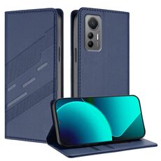 Per Xiaomi 12 Lite Custodia per telefono in pelle retrò con portafoglio multifunzionale in rilievo (blu scuro)