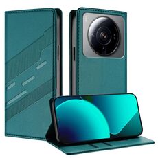 Per Xiaomi 12S Ultra Embossed Multi-funzionale Portafoglio Retro Custodia in Pelle per Telefono (Verde Scuro)