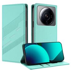 Per Xiaomi 12S Ultra Embossed Multi-funzionale Portafoglio Retro Custodia per telefono in pelle (verde menta)