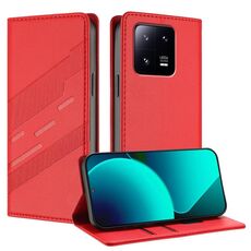 Per Xiaomi 13 Pro 5G Custodia per telefono in pelle retrò con portafoglio multifunzionale in rilievo (rosso)