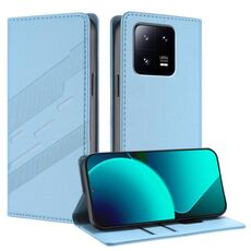 Per Xiaomi 13 Pro 5G Custodia per telefono in pelle retrò con portafoglio multifunzionale in rilievo (azzurro chiaro)