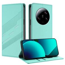 Per Xiaomi 13 Ultra Embossed Multi-funzionale Portafoglio Retro Custodia in Pelle per Telefono (Verde Menta)