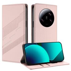 Per Xiaomi 13 Ultra Embossed Multi-funzionale Portafoglio Retro Custodia in Pelle per Telefono (Rosa)