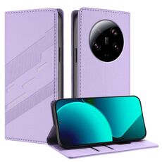 Per Xiaomi 13 Ultra Embossed Multi-funzionale Portafoglio Retro Custodia in Pelle per Telefono (Viola Chiaro)
