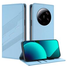 Per Xiaomi 13 Ultra Embossed Multi-funzionale Portafoglio Retro Custodia in Pelle per Telefono (Blu Chiaro)