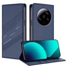 Per Xiaomi 13 Ultra Embossed Multi-funzionale Portafoglio Retro Custodia in Pelle per Telefono (Blu Scuro)