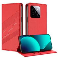 Per Xiaomi 14 5G Global Embossed Multi-funzionale Portafoglio Retro Custodia in Pelle per Telefono (Rosso)