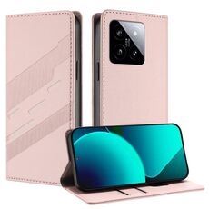 Per Xiaomi 14 5G Global Embossed Multi-funzionale Portafoglio Retro Custodia in Pelle per Telefono (Rosa)