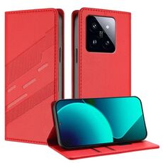 Per Xiaomi 14 Pro 5G Global Embossed Multi-funzionale Portafoglio Retro Custodia in Pelle per Telefono (Rosso)